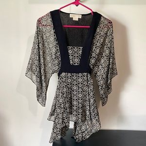 MICHAEL KORS tie waste peplum blouse XS